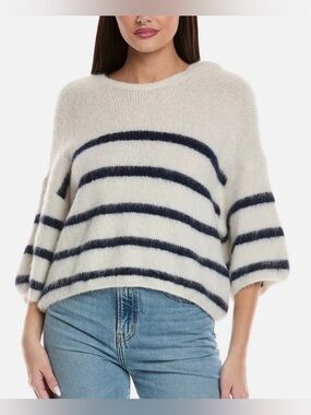NWT- ba&sh Biguel Sweater - Ecru/Navy - Size 0 (XS)